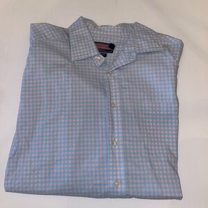 Vineyard Vines Men’s L Light Blue and Pink Plaid Taylor Button Up Dress Shirt
